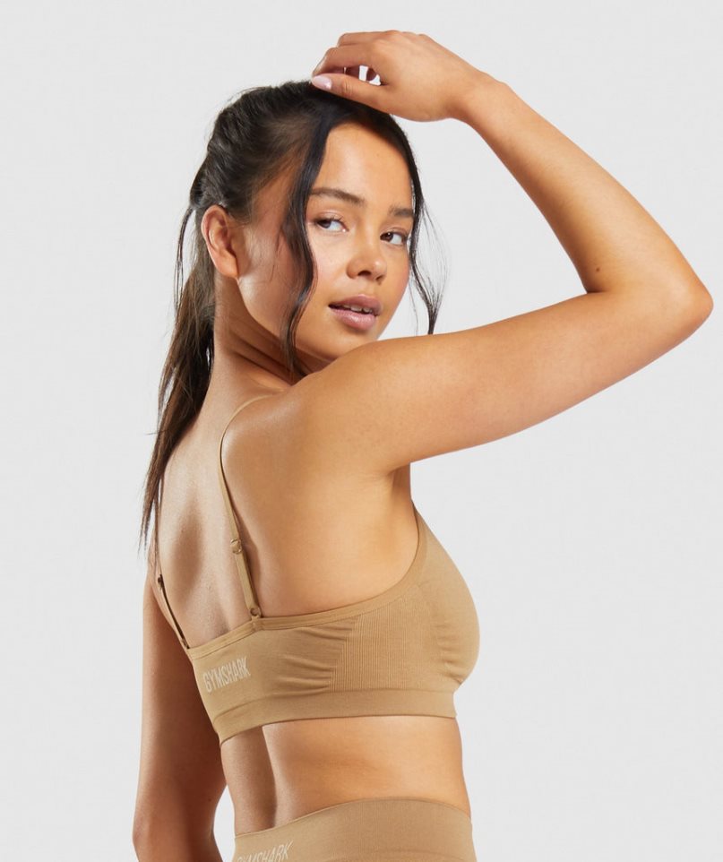 Bielizny Gymshark Seamless Low Neck Bralette Damskie Głęboka Brązowe | PL 073RNH